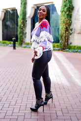 Tribal Cold Shoulder Sweater