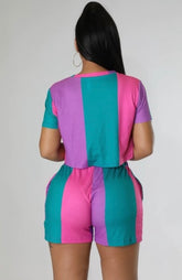Color Block Short Set