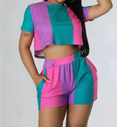 Color Block Short Set
