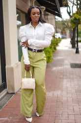 Celery Satin Trousers