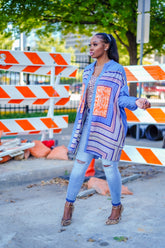 Mixed Print Denim Dress