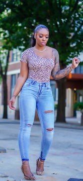 Leopard Asymmetric Body Suit