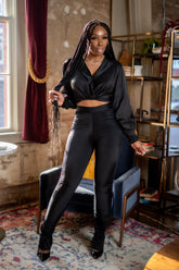 Tuxedo Satin Crop Top