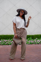 Oatmeal Linen V-Neck